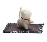 Lindo Soporte de Incienso, Soporte de Incienso de Gato con Colmena de bambú Cerámica Cat Stick Stick Desk Ornament Lindo Titular de Cono de Incienso para decoración del hogar sin Adorno de Gato