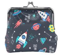 Lindo Space Airship - cartera de piel para mujer, diseño con hebilla de beso, Cute Space Airship Navy, UNITALLA, Cute Space Airship Navy, UNITALLA, Classic