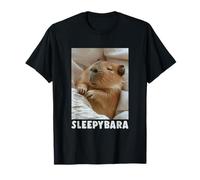 Lindo sueño Capybara Dormir Pijamas Divertido Palabra Sleebybara Camiseta
