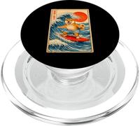 Lindo Surfing Shiba Inu Perro Gran Ola Kanagawa Ukiyo-E Arte PopSockets PopGrip para MagSafe