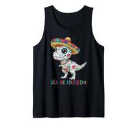 Lindo T-Rex con Sombrero de Calavera de azúcar Dia de Muertos Calavera Camiseta sin Mangas