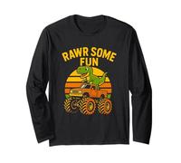 Lindo T-Rex Monster Truck Adventure Kids Dino Fiesta de cumpleaños Manga Larga