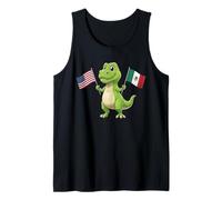 Lindo T-Rex sosteniendo la Bandera de Estados Unidos y México Cultura Mixta niños Camiseta sin Mangas