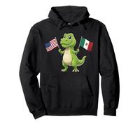 Lindo T-Rex sosteniendo la Bandera de Estados Unidos y México Cultura Mixta niños Sudadera con Capucha