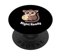 Lindo Tarsier Noche Listo Luna Abrazo De Dibujos Anim PopSockets PopGrip Adhesivo