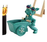 Lindo tazón de llave, tazón de dulces para perros | Soporte de entrada de entrada de decoración de arte de resina | Perro adorable tirando de un diseño de carro decoración de mesa de escultura de anim