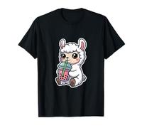 Lindo té Boba de fresa y alpaca de llama Kawaii Camiseta