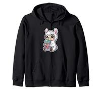 Lindo té Boba de fresa y alpaca de llama Kawaii Sudadera con Capucha