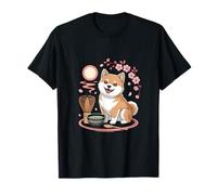 Lindo té Shiba Inu Matcha con Flores de Sakura Camiseta