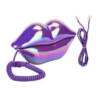 Lindo teléfono fijo para uso diario, diseño innovador con forma de labios morados creativos, superficie lisa y agarre cómodo, transmisión de