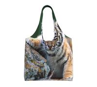 Lindo tigre,Bolsas de mano reutilizables, bolsas de supermercado, bolso de hombro de lona de gran capacidad