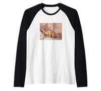 Lindo Tigre Japonés Amantes Del Arte Hokusai Tigre En La Nieve Camiseta Manga Raglan