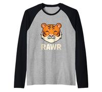 Lindo Tigre Kawaii Tiger RAWR para niños Camiseta Manga Raglan