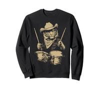 Lindo Tigre Tocando Tambores Divertido Vaquero Animal Western Drummer Sudadera