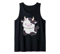 Lindo toro de vaca de leche con cuernos adorable animal de granja bovino Camiseta sin Mangas