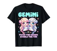 Lindo traje gemelo con signo del zodiaco Géminis para niñas y mujeres Camiseta