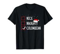 Lindo, Travieso, Lista de Verificación de Navidad Colombiana Funny Colombia Camiseta