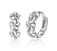 Lindo Tres Plum Blossom Pendientes De Aro Para Las Mujeres AAA Zirconia Oído Joyería Plata Color Flores Brincos Femme KPOP Regalo E20 Durability