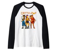 Lindo Trio Gato Guerreros Parodia Retro Estética Camiseta Manga Raglan