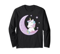 Lindo Unicornio bebé Sentado en la Luna Manga Larga
