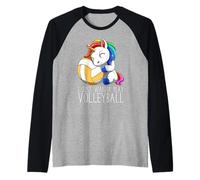 Lindo Unicornio De Voleibol I Just Wanna Play Volleyball Camiseta Manga Raglan
