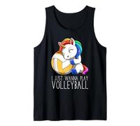 Lindo Unicornio De Voleibol I Just Wanna Play Volleyball Camiseta sin Mangas