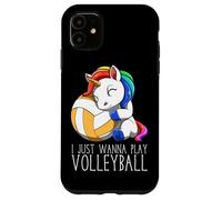 Lindo Unicornio De Voleibol I Just Wanna Play Volleyball Carcasa para iPhone 11