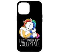 Lindo Unicornio De Voleibol I Just Wanna Play Volleyball Carcasa para iPhone 12 Pro MAX