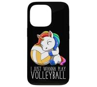 Lindo Unicornio De Voleibol I Just Wanna Play Volleyball Carcasa para iPhone 13 Pro