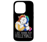 Lindo Unicornio De Voleibol I Just Wanna Play Volleyball Carcasa para iPhone 14 Pro