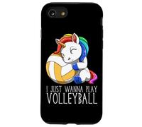 Lindo Unicornio De Voleibol I Just Wanna Play Volleyball Carcasa para iPhone SE (2020) / 7/8