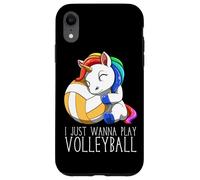 Lindo Unicornio De Voleibol I Just Wanna Play Volleyball Carcasa para iPhone XR