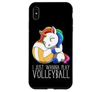 Lindo Unicornio De Voleibol I Just Wanna Play Volleyball Carcasa para iPhone XS MAX