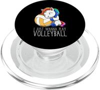 Lindo Unicornio De Voleibol I Just Wanna Play Volleyball PopSockets PopGrip para MagSafe