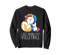 Lindo Unicornio De Voleibol I Just Wanna Play Volleyball Sudadera