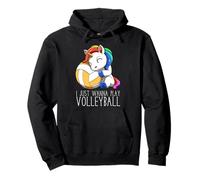 Lindo Unicornio De Voleibol I Just Wanna Play Volleyball Sudadera con Capucha