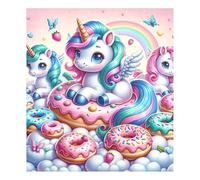 Lindo unicornio Donuts Rosa Lavavajillas Cubierta Magnética Adhesivo Reutilizable Decoración del Hogar Pegatina de Vinilo 66 cm x 58 cm