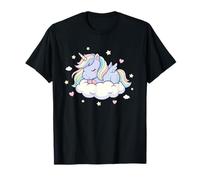 Lindo Unicornio durmiendo en la Nube con Estrellas Corazones Camiseta