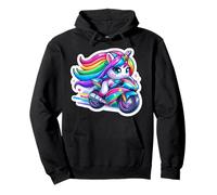 Lindo Unicornio equitación Calle Motocicleta Carreras Motocicleta niñas Sudadera con Capucha