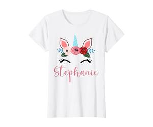 Lindo Unicornio Floral mágico Stephanie para niñas Camiseta