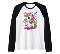 Lindo unicornio goteo gráfico helado goteo niños niñas niños pequeños Camiseta Manga Raglan