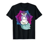 Lindo Unicornio meditando Yoga Lotus Pose Mandala Diseño Camiseta
