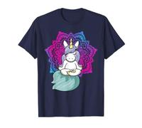 Lindo Unicornio meditando Yoga Lotus Pose Mandala Diseño Camiseta