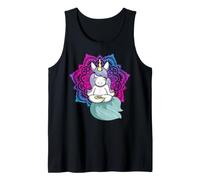 Lindo Unicornio meditando Yoga Lotus Pose Mandala Diseño Camiseta sin Mangas