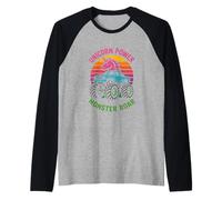 Lindo unicornio Monster Truck Unicorn Power Roar cumpleaños para niñas Camiseta Manga Raglan