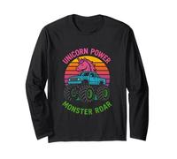 Lindo unicornio Monster Truck Unicorn Power Roar cumpleaños para niñas Manga Larga