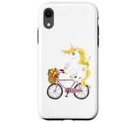Lindo Unicornio Montando Bicicleta Rosa para niños Carcasa para iPhone XR