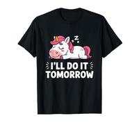 Lindo unicornio perezoso durmiendo I'll Do It Tomorrow Camiseta