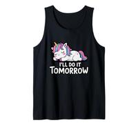 Lindo unicornio perezoso durmiendo I'll Do It Tomorrow Camiseta sin Mangas