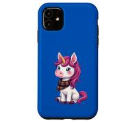 Lindo unicornio rosa con un pañuelo a cuadros escoceses Carcasa para iPhone 11